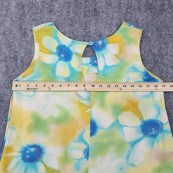 Vintage Jams World Dress Womens Medium Colorful Ivory Flower Sleeveless USA Made - Picture 4 of 16